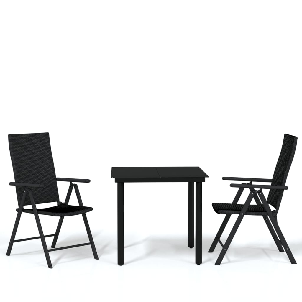 Set Mobili da Pranzo per Giardino 3 pz Nero | homemem39