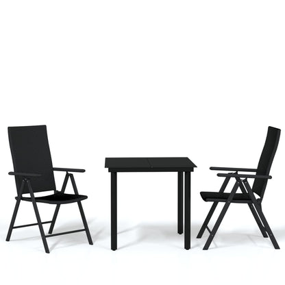 Set Mobili da Pranzo per Giardino 3 pz Nero | homemem39