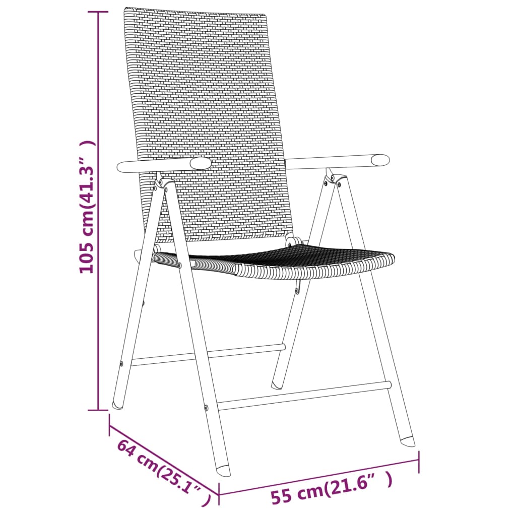 Set Mobili da Pranzo per Giardino 3 pz Nero | homemem39
