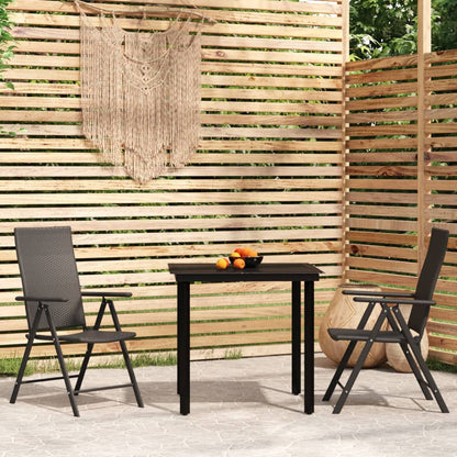 Set Mobili da Pranzo per Giardino 3 pz Nero | homemem39