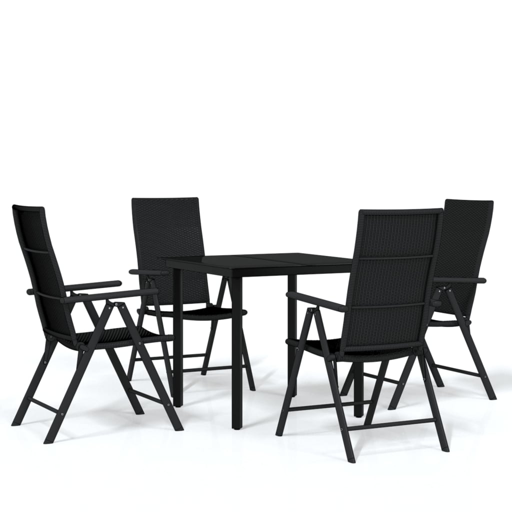 Set Mobili da Pranzo per Giardino 5 pz Nero - homemem39