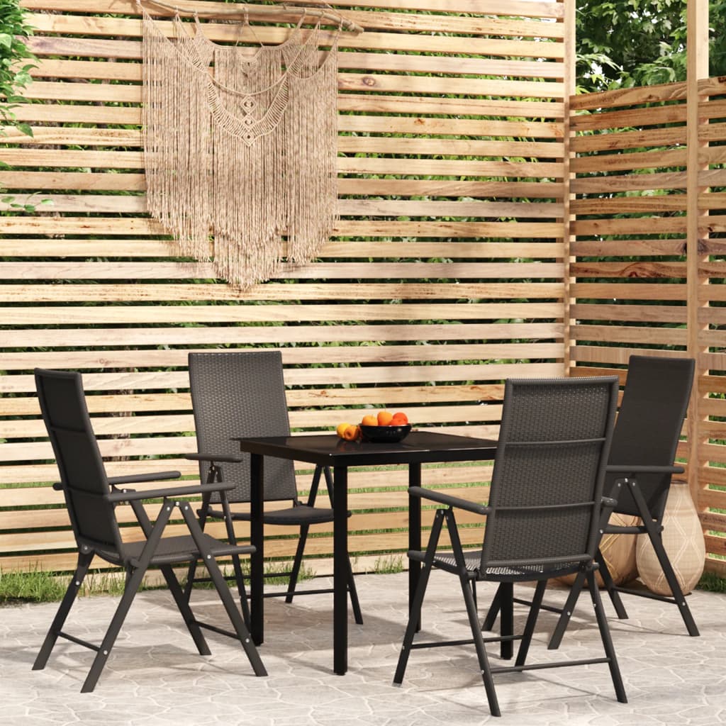 Set Mobili da Pranzo per Giardino 5 pz Nero | homemem39