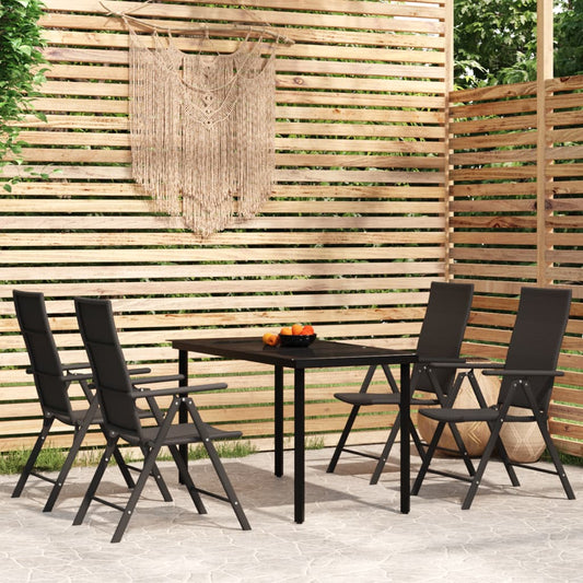 Set da Pranzo da Giardino 5 pz Nero - homemem39