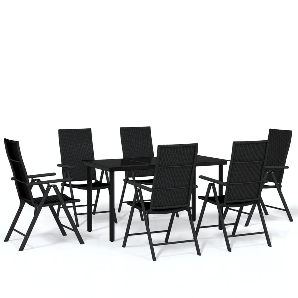 Set da Pranzo da Giardino 7 pz Nero - homemem39