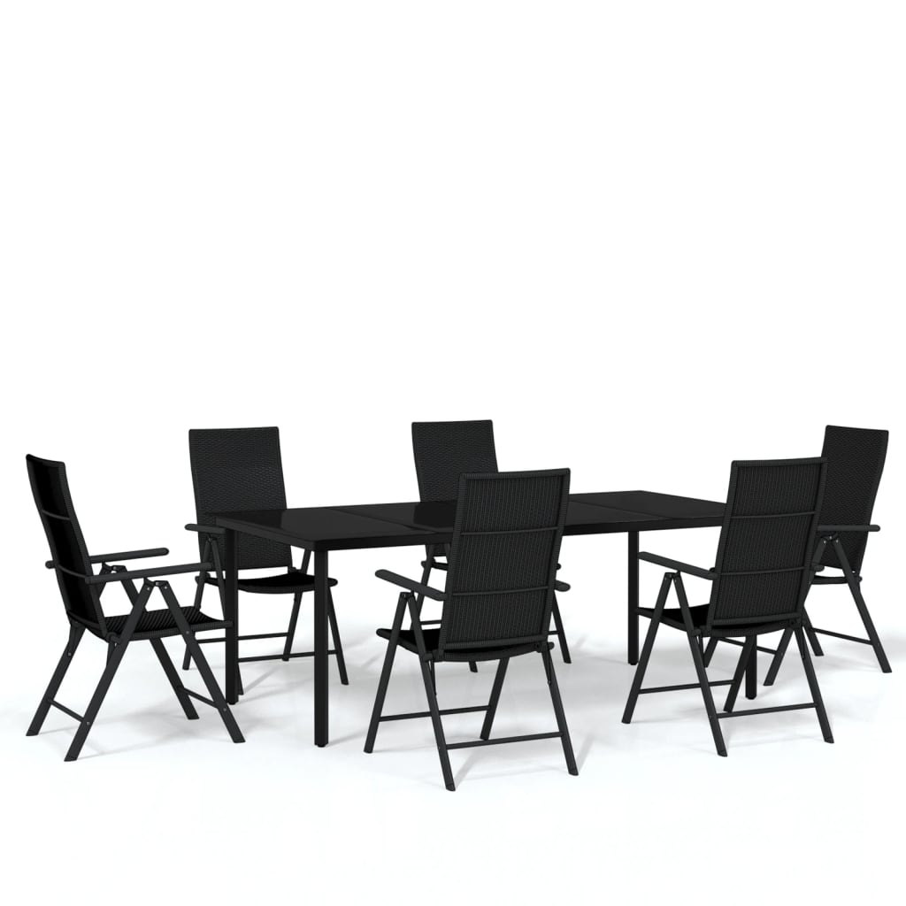 Set Mobili da Pranzo per Giardino 7 pz Nero | homemem39