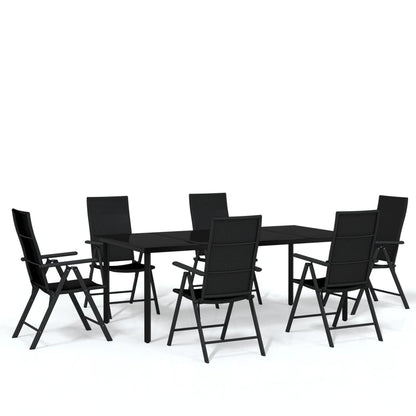 Set Mobili da Pranzo per Giardino 7 pz Nero | homemem39