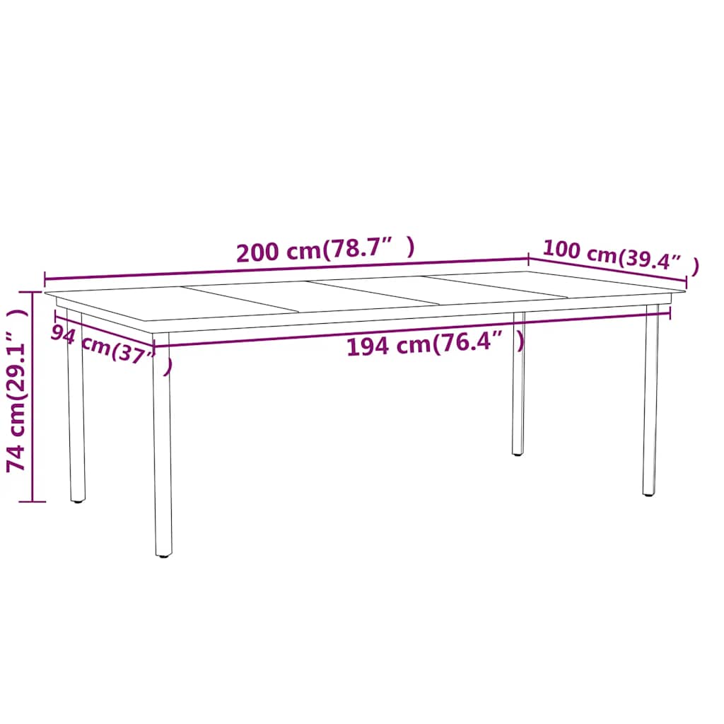 Set Mobili da Pranzo per Giardino 7 pz Nero | homemem39