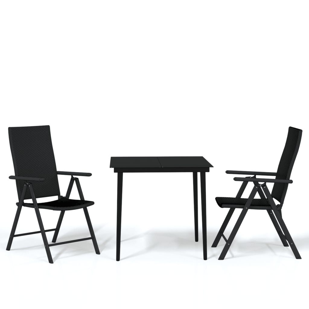 Set Mobili da Pranzo per Giardino 3 pz Nero | homemem39