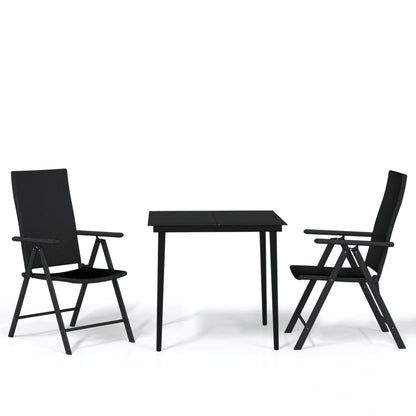 Set Mobili da Pranzo per Giardino 3 pz Nero | homemem39