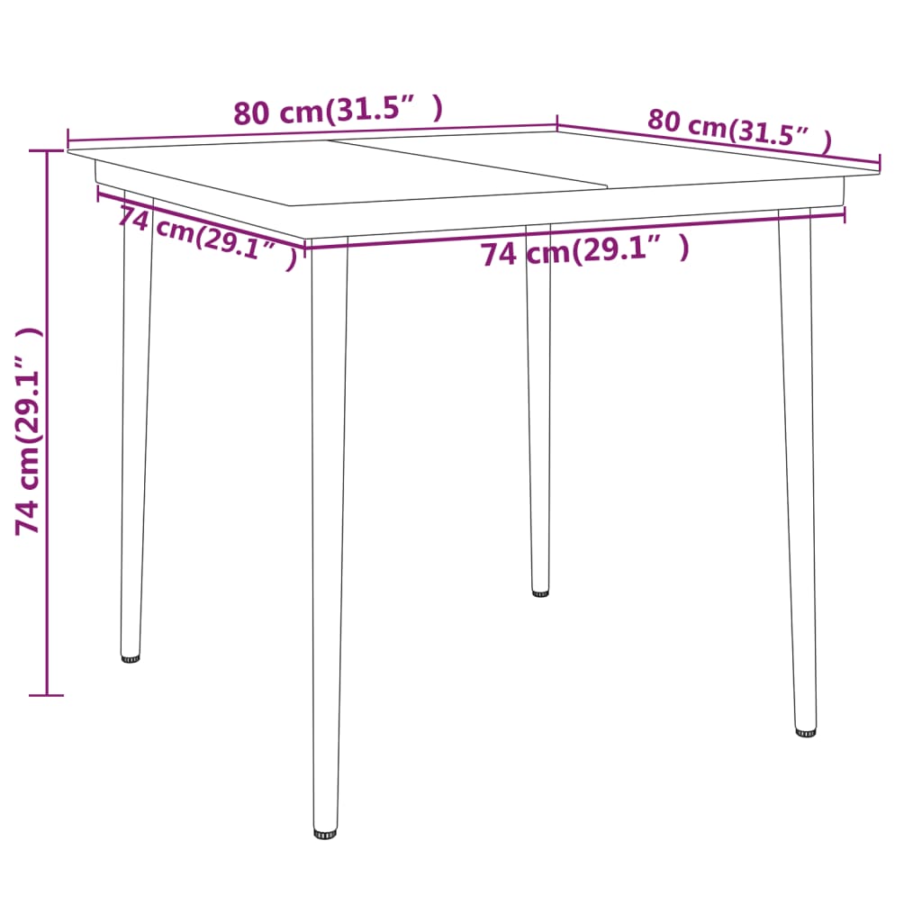 Set Mobili da Pranzo per Giardino 3 pz Nero | homemem39