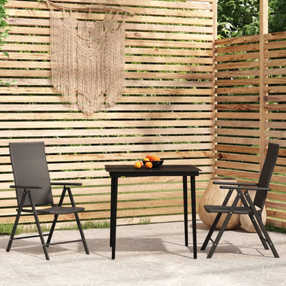 Set Mobili da Pranzo per Giardino 3 pz Nero | homemem39