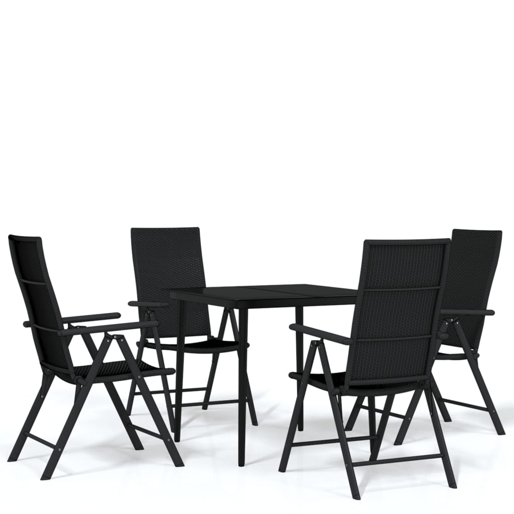 Set da Pranzo da Giardino 5 pz Nero - homemem39