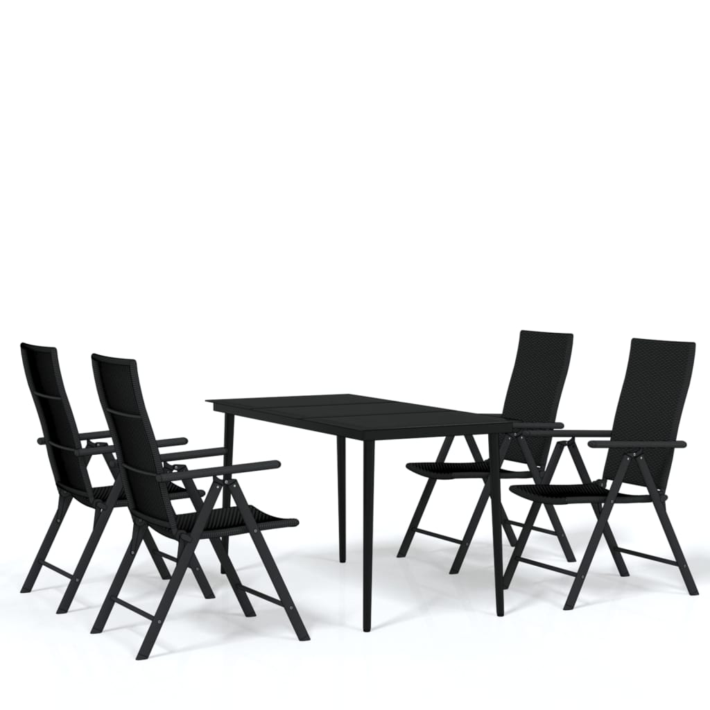 Set da Pranzo da Giardino 5 pz Nero - homemem39