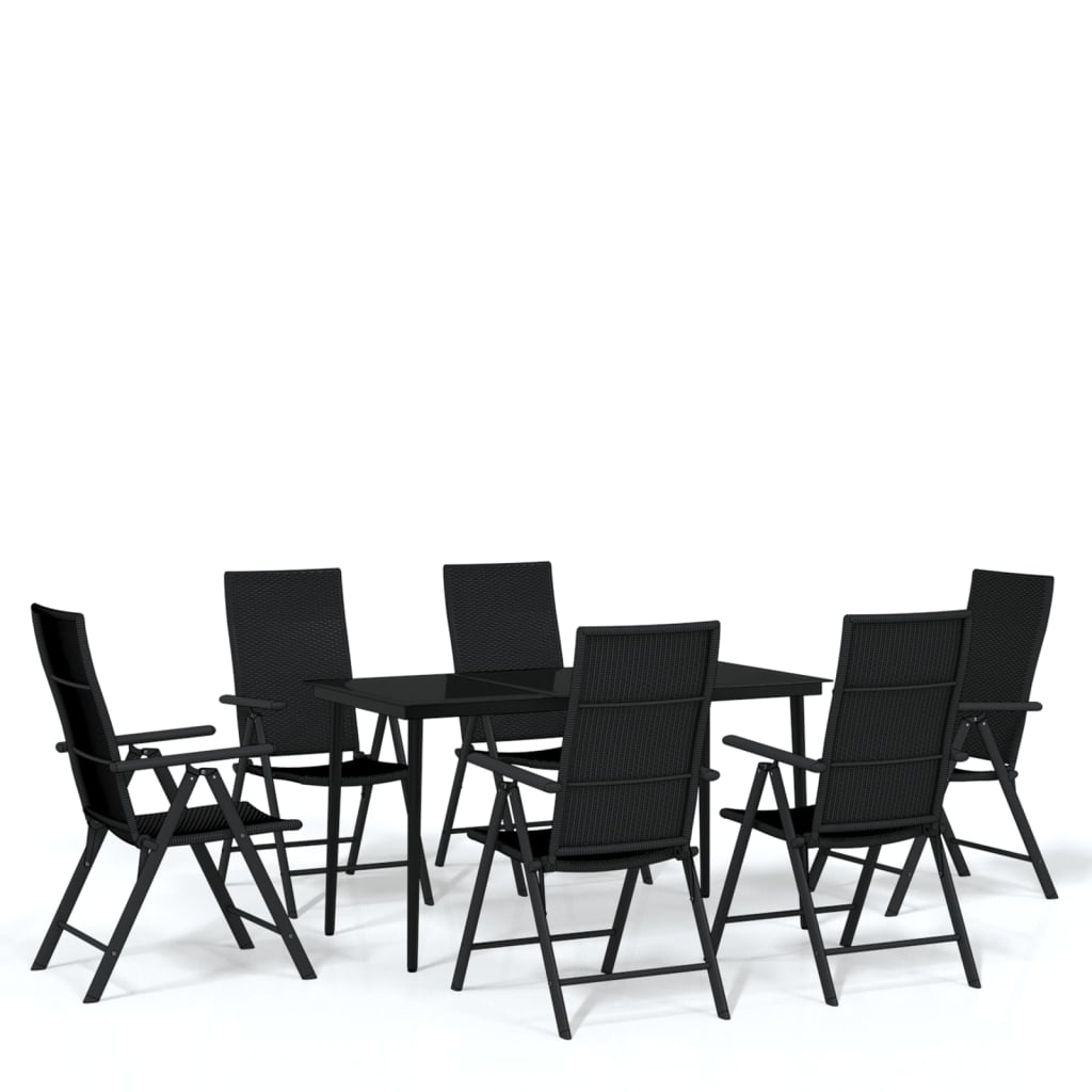 Set da Pranzo da Giardino 7 pz Nero - homemem39