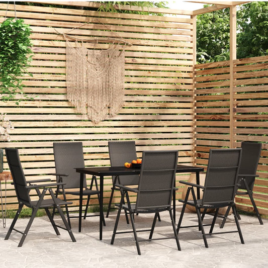 Set da Pranzo da Giardino 7 pz Nero - homemem39