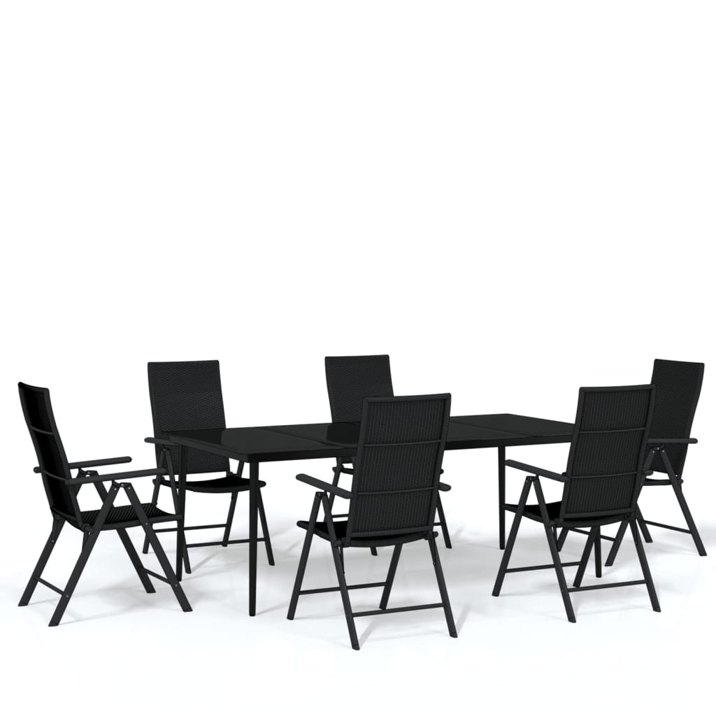 Set Mobili da Pranzo per Giardino 7 pz Nero | homemem39