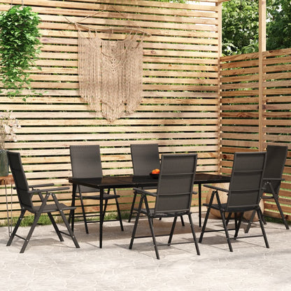 Set Mobili da Pranzo per Giardino 7 pz Nero | homemem39