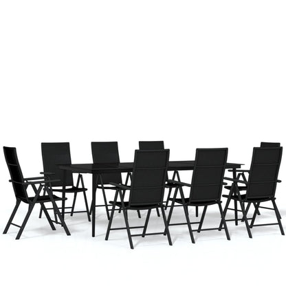 Set da Pranzo per Giardino 9 pz con Cuscini Nero | homemem39
