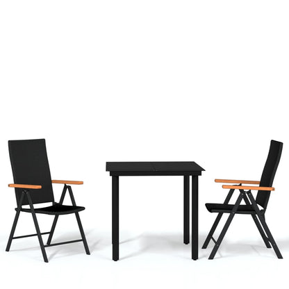 Set Mobili da Pranzo per Giardino 3 pz Nero | homemem39