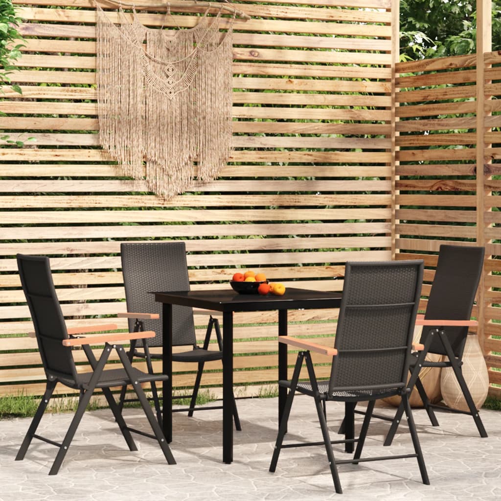 Set da Pranzo da Giardino 5 pz Nero - homemem39