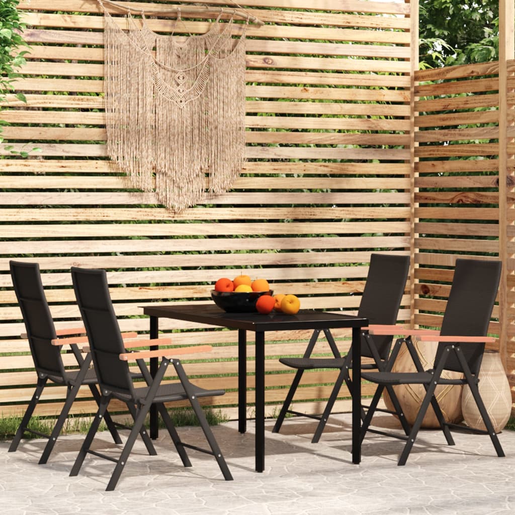 Set da Pranzo da Giardino 5 pz Nero - homemem39
