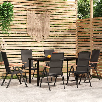 Set da Pranzo da Giardino 7 pz Nero - homemem39