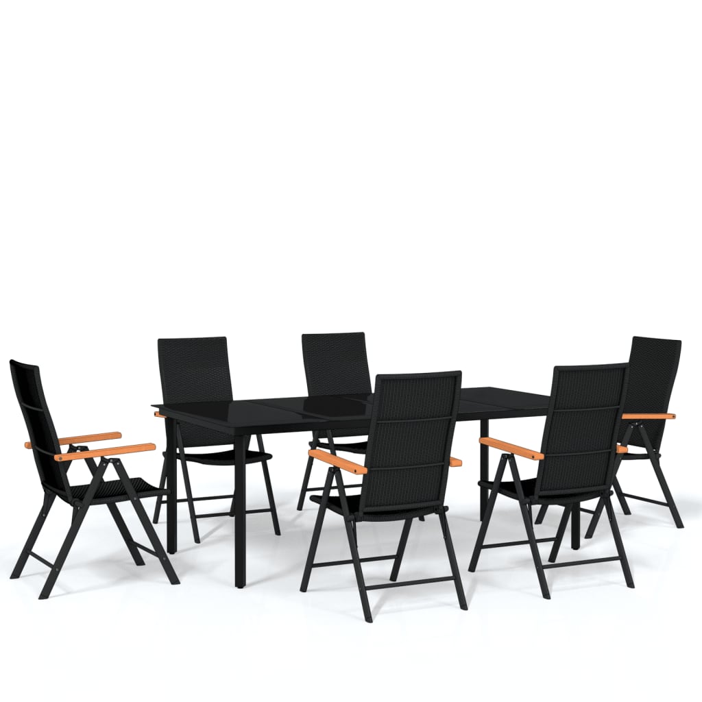 Set Mobili da Pranzo per Giardino 7 pz Nero - homemem39