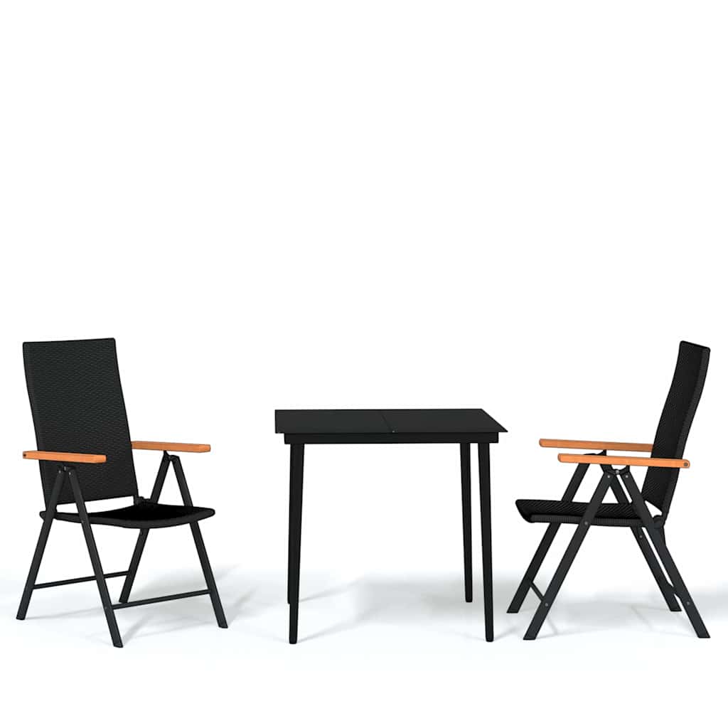 Set Mobili da Pranzo per Giardino 3 pz Nero | homemem39