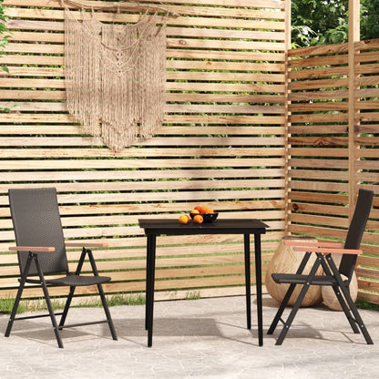 Set Mobili da Pranzo per Giardino 3 pz Nero | homemem39