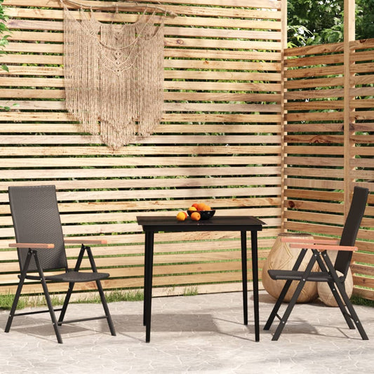 Set Mobili da Pranzo per Giardino 3 pz Nero - homemem39