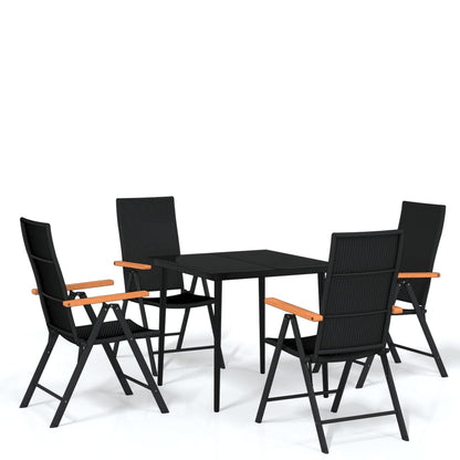 Set da Pranzo da Giardino 5 pz Nero - homemem39