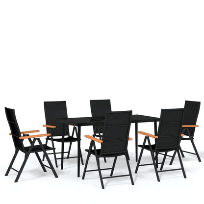 Set da Pranzo da Giardino 7 pz Nero | homemem39