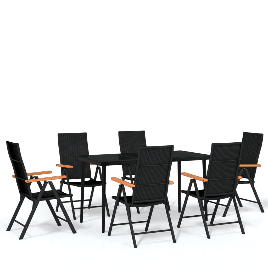 Set da Pranzo da Giardino 7 pz Nero - homemem39