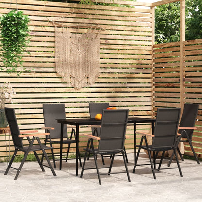Set da Pranzo da Giardino 7 pz Nero - homemem39
