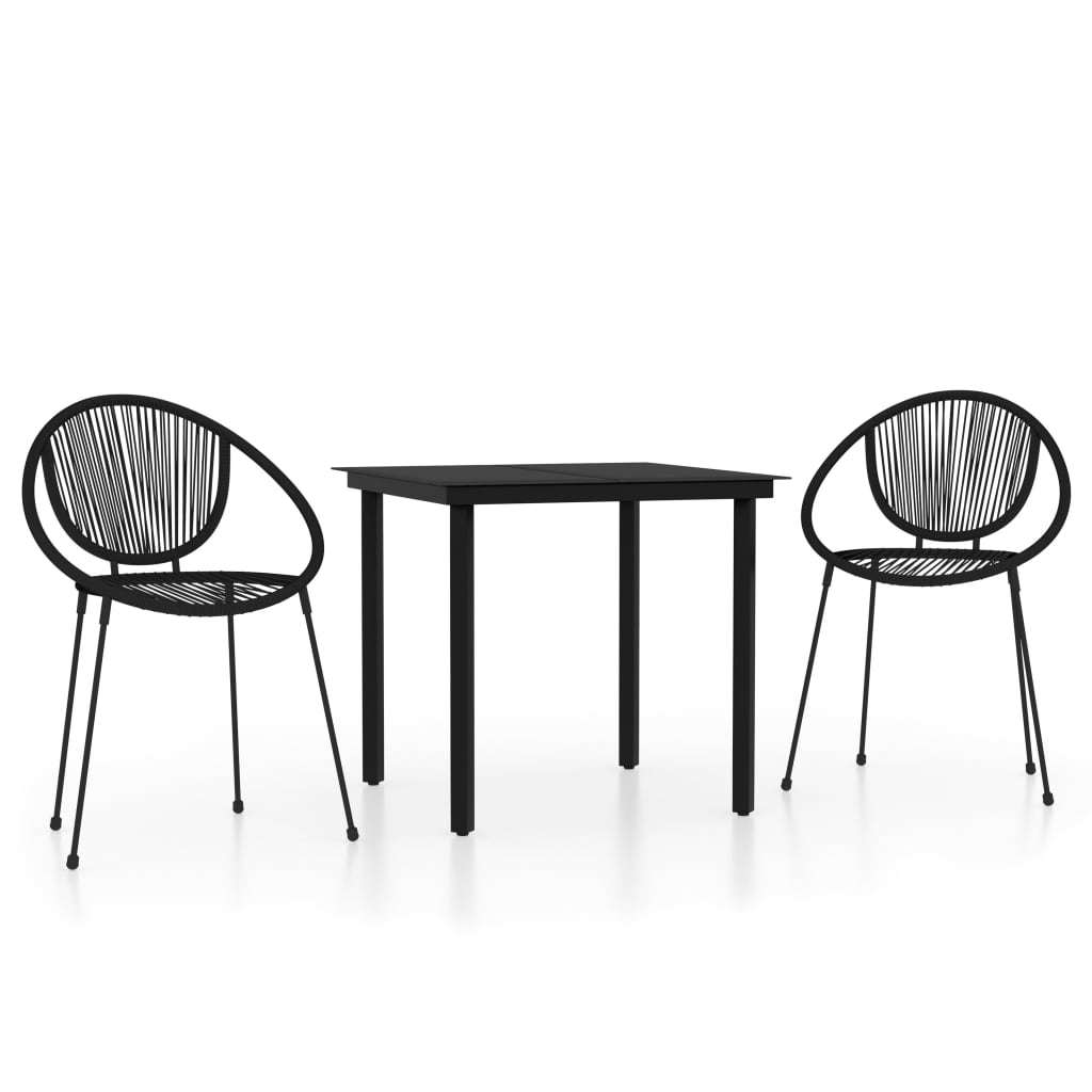 Set Mobili da Pranzo per Giardino 3 pz Nero | homemem39