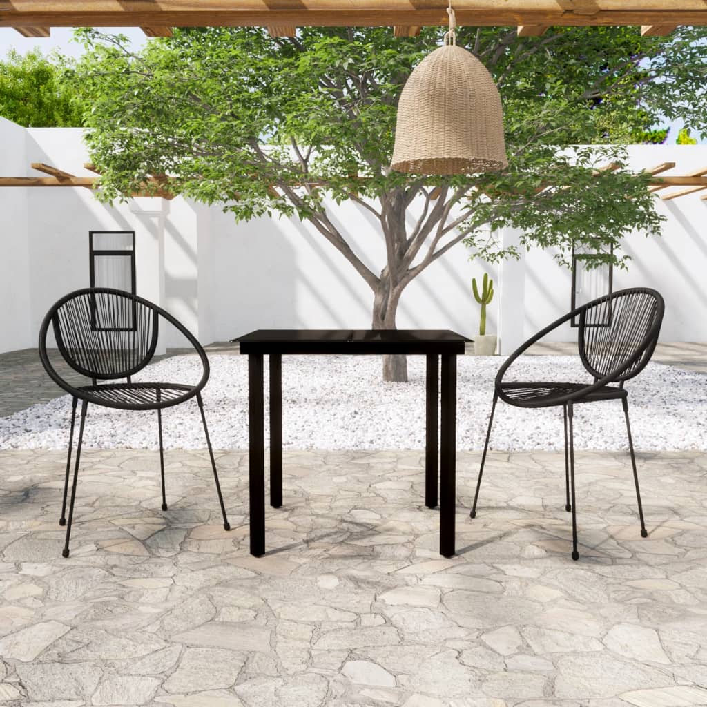 Set Mobili da Pranzo per Giardino 3 pz Nero | homemem39