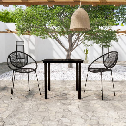 Set Mobili da Pranzo per Giardino 3 pz Nero | homemem39
