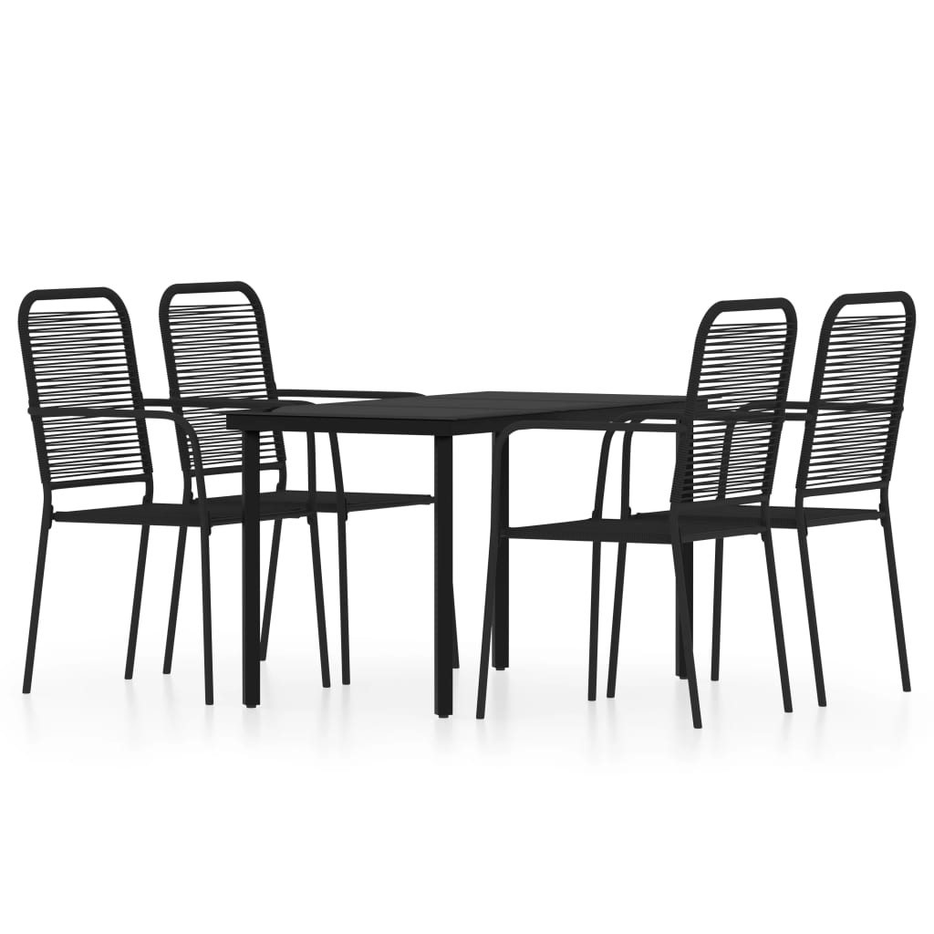 Set Mobili da Pranzo per Giardino 5 pz Nero | homemem39
