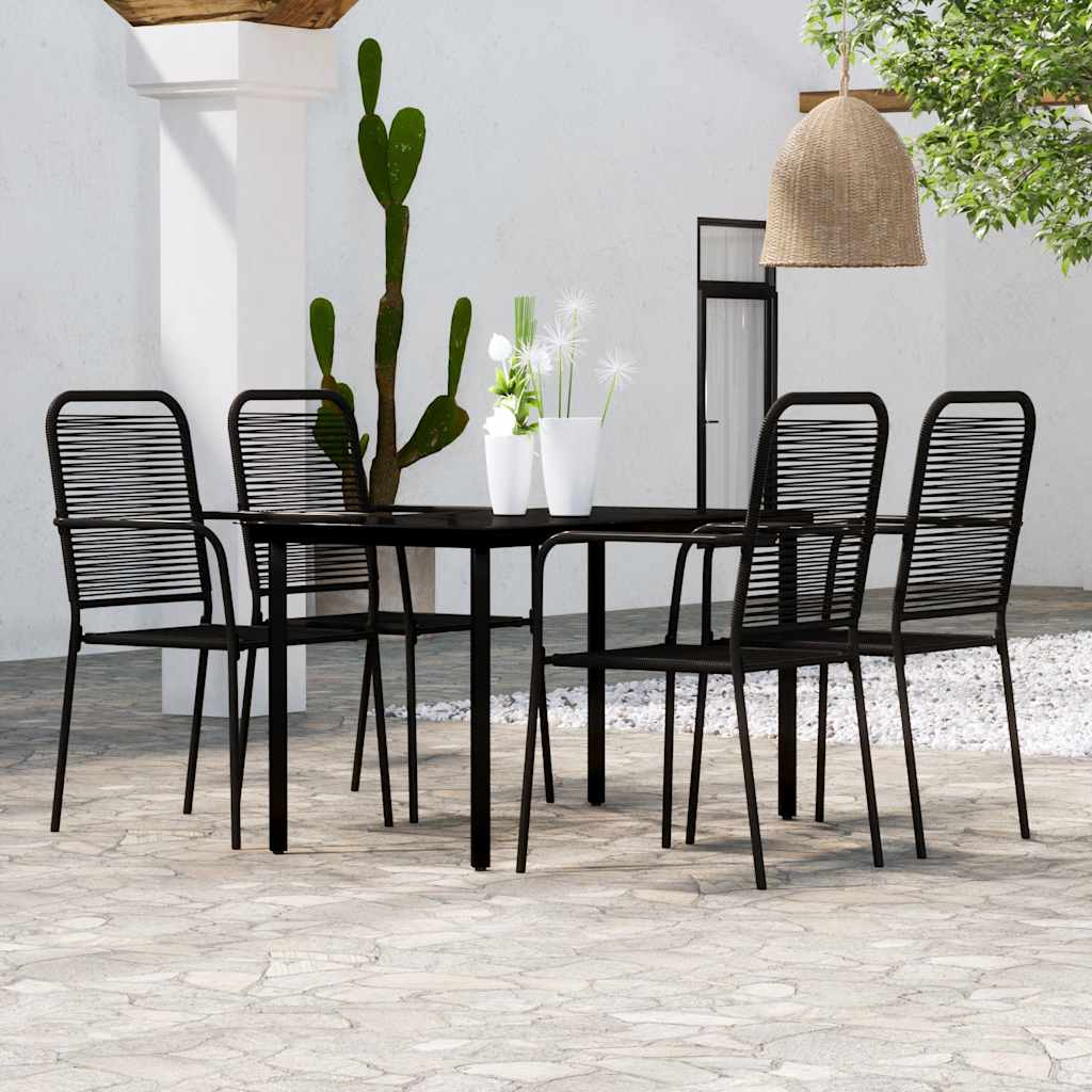 Set Mobili da Pranzo per Giardino 5 pz Nero | homemem39