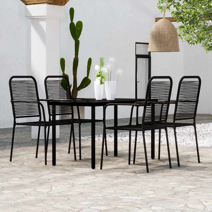 Set Mobili da Pranzo per Giardino 5 pz Nero | homemem39