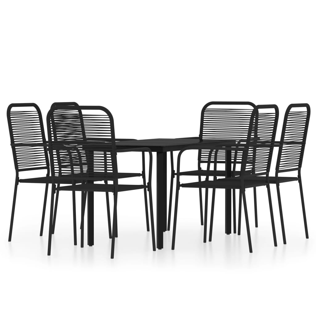 Set Mobili da Pranzo per Giardino 7 pz Nero | homemem39