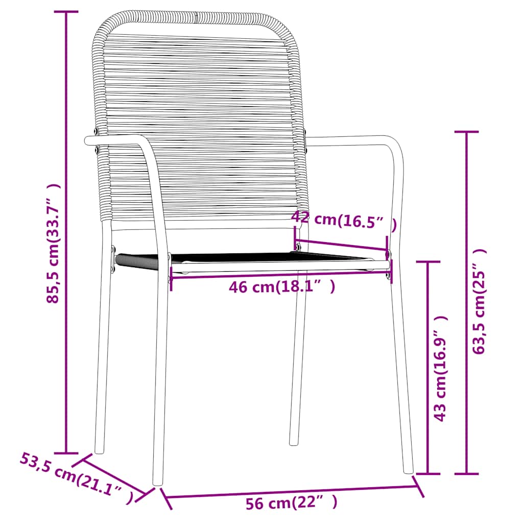 Set Mobili da Pranzo per Giardino 7 pz Nero | homemem39