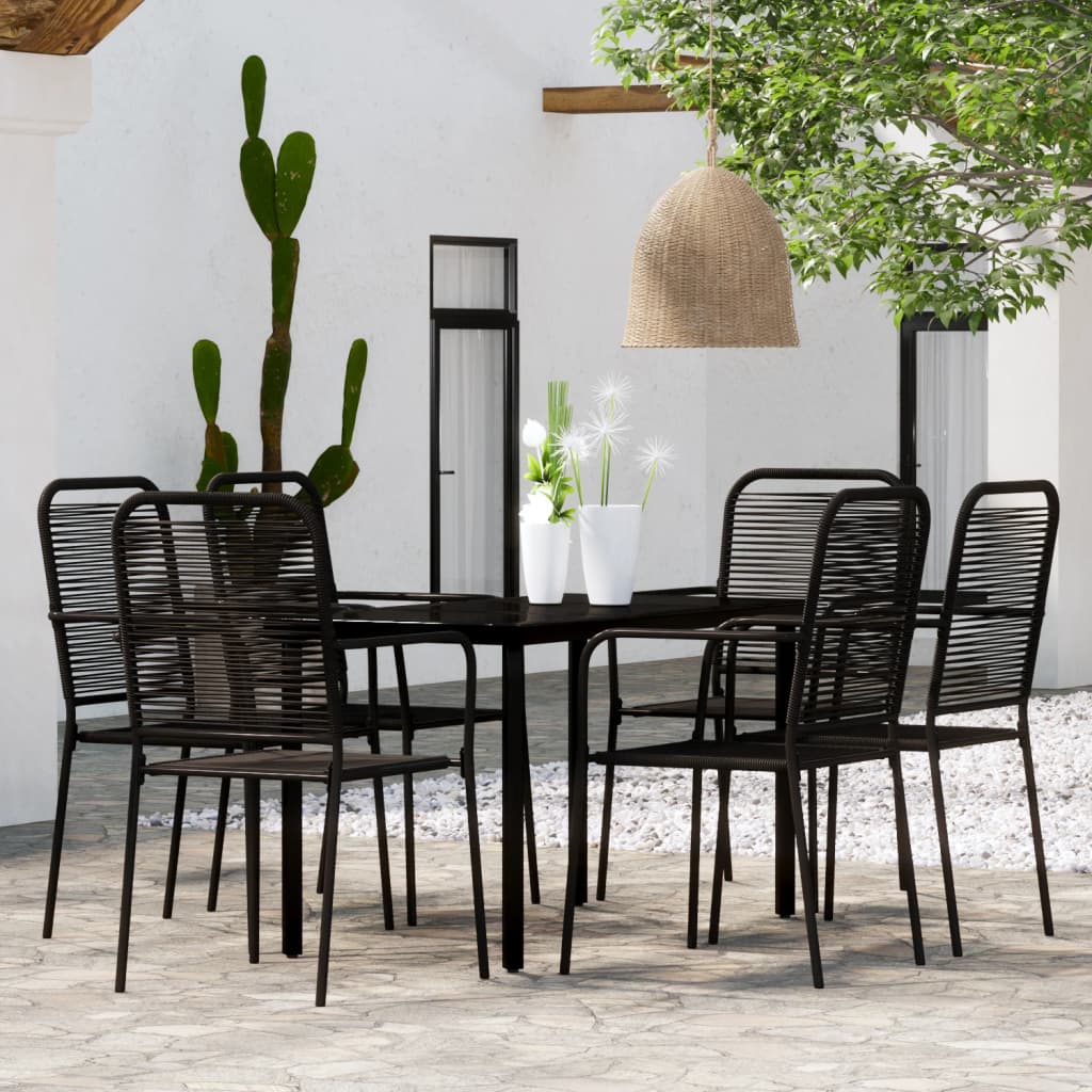 Set Mobili da Pranzo per Giardino 7 pz Nero | homemem39