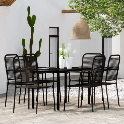 Set Mobili da Pranzo per Giardino 7 pz Nero | homemem39