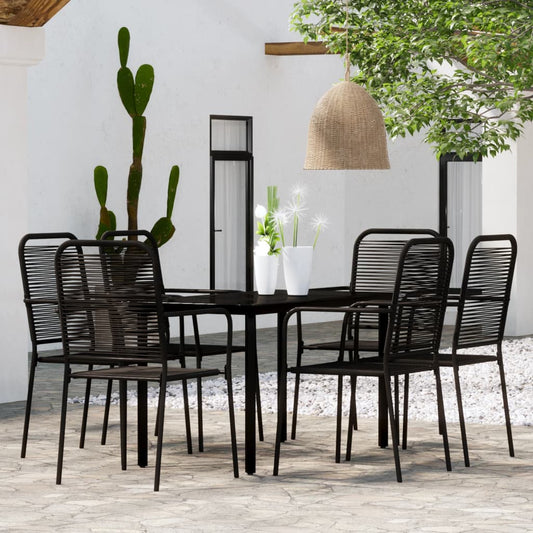 Set Mobili da Pranzo per Giardino 7 pz Nero - homemem39