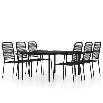 Set Mobili da Pranzo per Giardino 7 pz Nero - homemem39