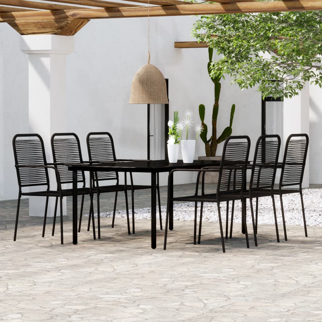 Set Mobili da Pranzo per Giardino 7 pz Nero - homemem39