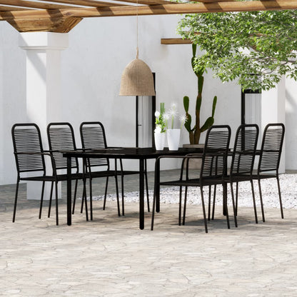 Set Mobili da Pranzo per Giardino 7 pz Nero - homemem39