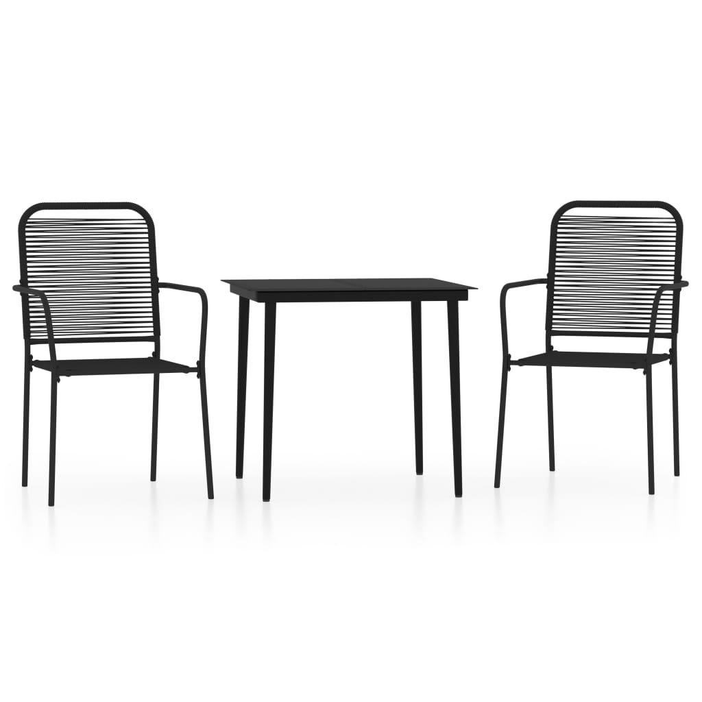 Set Mobili da Pranzo per Giardino 3 pz Nero | homemem39