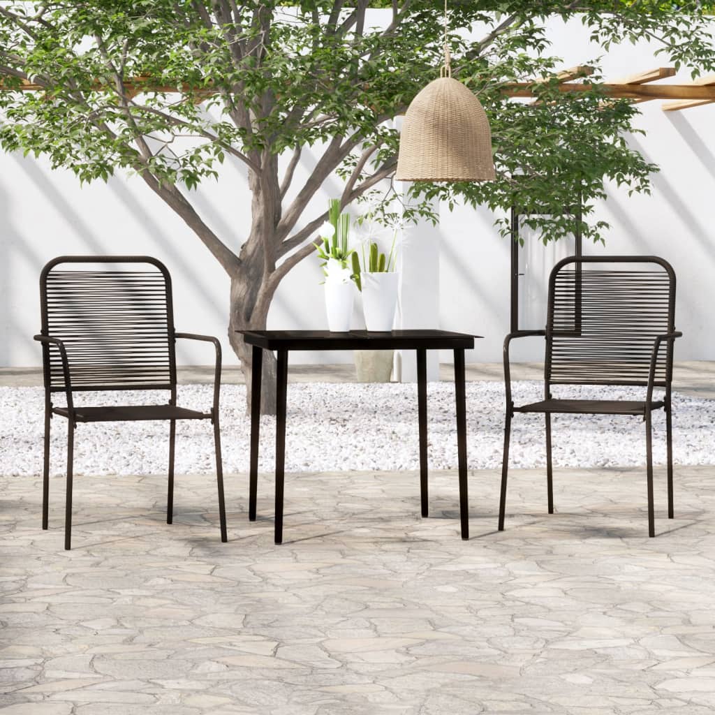 Set Mobili da Pranzo per Giardino 3 pz Nero | homemem39